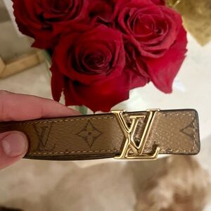 Louis Vuitton Reverse  Monogram Belt with Gold LV Buckle